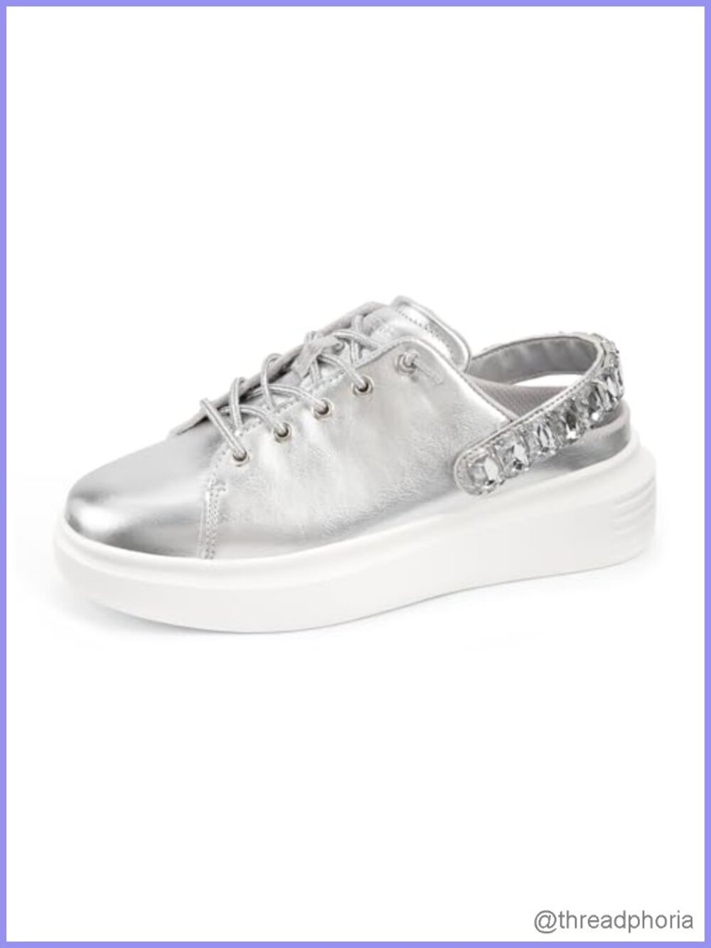 Women's Sparkly Rhinestone Mule Slip On Sneakers Breathable PU Shoes